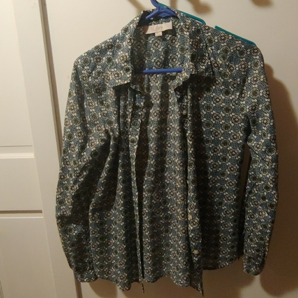 Ann Taylor Loft Patterned Button Down Shirt - Picture 2 of 5